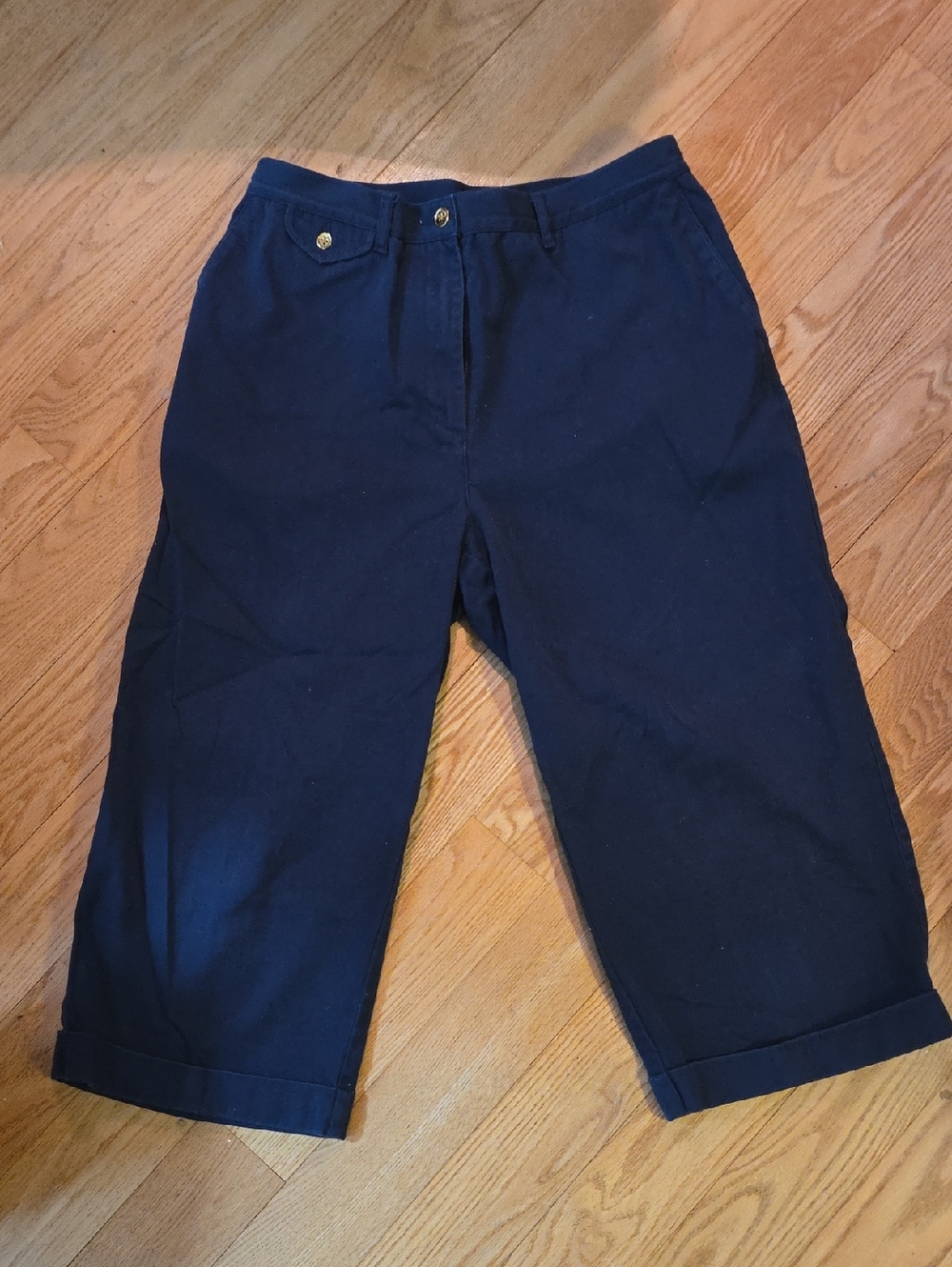 Ralph Lauren Navy Cotton Cropped Trousers